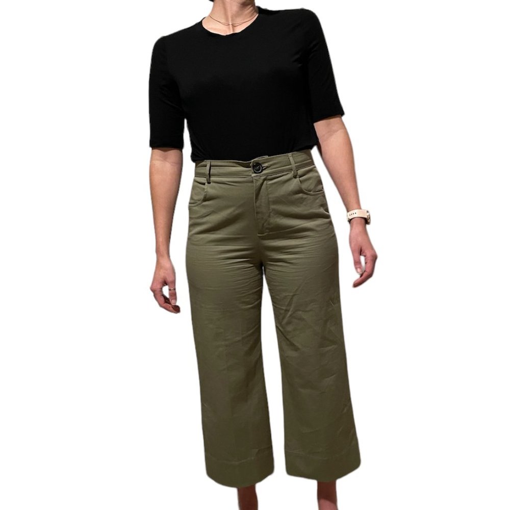Zara High Waisted Green Wide Leg Pants